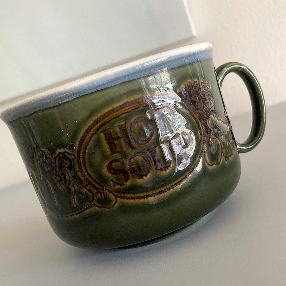 Large Hot Soup Mug Made in ENGLAND Pottery Mug Dark Green